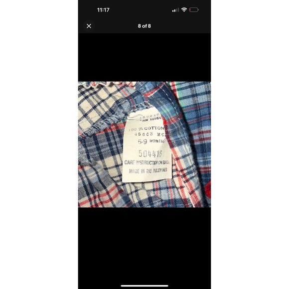 Vintage Baby Plaid Overalls Romper with Matching Hat Bear Golf Size 6-9 Months - Picture 8 of 8